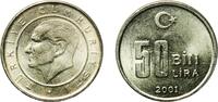Turkey 50 000 Lira Turkey Republic 2001 50 000 Lira Nickel brass (65% Copper, 18% Nickel, 17% Zinc) Turkish State Mint (34754000) 3.17g UNC KM 110 -
