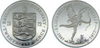 Guernsey 25 Pence Bailiwick of Guernsey Dependency of the British Crownlocated Elizabeth II 1972 25 Pence 25th wedding anniversary of Queen Elizab -