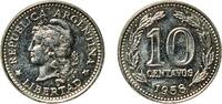 Argentina 10 Centavos Argentina Federal Republic 1958 10 Centavos Nickel clad steel Buenos Aires Mint (41916000) 3.01g UNC KM 54 CJ 268-270 Schön 54 -