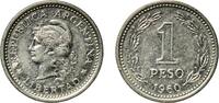 Argentina 1 Peso Argentina Federal Republic 1960 1 Peso Nickel clad steel Buenos Aires Mint (75048000) 6.57g UNC KM 57 CJ 252-257 Schön 57 -