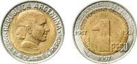 Argentina 1 Peso Argentina Federal Republic 1997 1 Peso (Women's Vote) Bimetallic: aluminium bronze centre in copper-nickel ring (Cu 92 Al 6 Ni 2 -