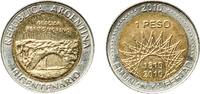 Argentina 1 Peso Argentina Federal Republic 2010 1 Peso (Glaciar Perito Moreno) Bimetallic: aluminium bronze centre in copper-nickel ring (Cu 92 -