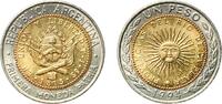 Argentina 1 Peso Argentina Federal Republic 1994 A 1 Peso Bimetallic: copper-aluminium-nickel centre in copper-nickel ring (Cu 92 Al 6 Ni 2 - Cu -