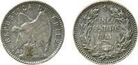 Chile 5 Centavos Chile Republic 1915 So 5 Centavos Billon (.450 silver) Casa de Moneda de Chile Mint (2250000) 1g XF KM 155.3 -