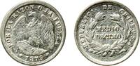 Chile ½ Décimo Chile Republic 1879 So Medio / ½ Decimo Silver (.500) Casa de Moneda de Chile Mint (916000) 1.18g XF KM 137.3 -