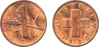 Switzerland 1 Rappen Switzerland Federal State 1980 1 Rappen (wheat spike) Bronze (95% copper, 4% tin, 1% zinc) Bern Mint (1040000) 1.5g UNC HMZ 2 1 -