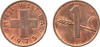 Switzerland 1 Rappen Switzerland Federal State 1975 1 Rappen (wheat spike) Bronze (95% copper, 4% tin, 1% zinc) Bern Mint (3010000) 1.5g UNC HMZ 2 1 -