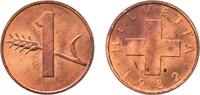 Switzerland 1 Rappen Switzerland Federal State 1982 1 Rappen (wheat spike) Bronze (95% copper, 4% tin, 1% zinc) Bern Mint (6665000) 1.49g UNC HMZ 2 -