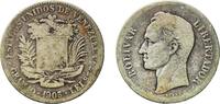Venezuela 2 Bolivars Venezuela Republic 1905 2 Bolívares Silver (.835) (Copper .165) Paris Mint 9.63g F Y 23 NCV mv2bs-aa -