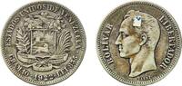 Venezuela 2 Bolivars Venezuela Republic 1922 2 Bolívares Silver (.835) (Copper .165) Philadelphia Mint (1000000) 9.88g VF Y 23 NCV mv2bs-aa -