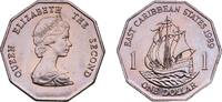 Eastern Caribbean States 1 Dollar Eastern Caribbean States 1989 1 Dollar - Elizabeth II (2nd portrait) Copper-nickel Royal Mint 7.91g BU KM 20 -