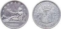 Spain 2 Pesetas Spain Provisional Government 1870 *18-75 DEM 2 Pesetas - Provisional Government Silver (.835) Royal Mint of Spain (11879646) 9.8 -