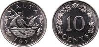 Malta 10 Cents Malta 1972 10 Cents Copper-nickel (75% Copper, 25% Nickel) Royal Mint (8153000) 11.2g BU KM 11 Schön 11 -