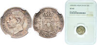 Spain 50 Centimos Spain Kingdom 1880 ????8-0 MSM 50 Centimos - Alfonso XII Silver (.835) Madrid Mint (2787000) 2.5g NGC XF 45 Cal 63 -