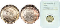 San Marino 5 Lire San Marino Republic 1938 R 5 Lire Beautiful old cabinet tone Silver (.835) Rome Mint (120000) 5g NGC MS 64 KM 9 -