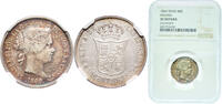 Spain 40 Escudo cents Spain Kingdom 1866 40 Centimos de Escudo - Isabel II Silver (.810) Madrid Mint 5.2g NGC XF KM 628 -