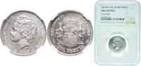 Spain 1 Peseta Spain Kingdom 1893 ????18-93 PGL 1 Peseta - Alfonso XIII (2nd portrait) Silver (.835) Madrid Mint (1958000) 5g NGC UNC Cal 39 -