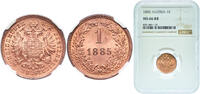 Austria 1 Kreuzer Austria Empire 1885 1 Kreuzer (Larger eagle) Copper Vienna Mint (138200000) 3.3g NGC MS 66 KM 2187 -