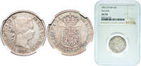 Spain 40 Escudo cents Spain Kingdom 1866 40 Centimos de Escudo - Isabel II Silver (.810) Madrid Mint 5.2g NGC AU 53 KM 628 -