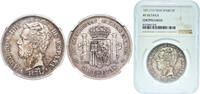 Spain 5 Pesetas Spain Kingdom 1871 ????18-71 SDM 5 Pesetas - Amadeo I Silver (.900) Madrid Mint (13641162) 25g NGC VF KM 666 Cal 5 -