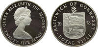 Guernsey 25 Pence Guernsey British dependency Elizabeth II 1978 25 Pence Royal Visit -