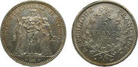 France 5 Francs France Third Republic 1875A 5 Francs Hercules Silver (.900) Paris Mint 25g UNC F334 Gad744 KM820 -