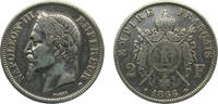 France 2 Francs France Second Empire 1866BB 2 Francs - Napoleon III Silver (.835) Strasbourg Mint 10g VF F263 Gad527 KM807.2 -