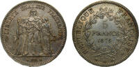 France 5 Francs France Third Republic 1875K 5 Francs Hercule Silver (.900) Bordeaux Mint 25g XF F334 Gad744 KM820.2 -