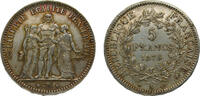France 5 Francs France Third Republic 1875A 5 Francs Hercule Silver (.900) Paris Mint 25g AU F334 Gad744 KM820.1 -