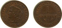 France 1 Centime France Third Republic 1892 A 1 Centime Bronze Paris Mint (800000) 1g UNC F 104 Gad 88 KM 826.1 -