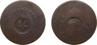 Brazil 40 Réis Brazil Empire 1835 40 Réis - Pedro I (Countermarked 80 Réis) Copper 27.43g VF KM 444 -