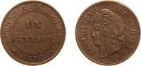 Chile Un Centavo Chile Republic 1878 So 1 Centavo Copper Santiago Mint (177000) 5g AU KM 146a -