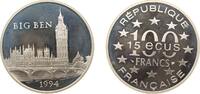 France 100 Francs France Fifth Republic 1994 100 Francs / 15 ECUs (Big Ben) Silver (.900) (20000) 22.2g PF KM 1070 -