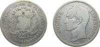 Venezuela 5 Bolívares Venezuela United States 1889 5 Bolívares Silver (.900) (Copper .100) (329000) 24.4g VF Y 24 KM 24 -