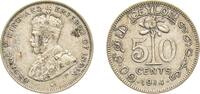 Sri Lanka 50 Cents Sri Lanka British Ceylon colony 1914 50 Cents - George V Silver (.800) Royal Mint (Tower Hill) (200000) 5.832g VF KM 109 -