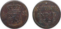 Indonesia ¼ Stuiver Indonesia Netherlands East Indies Dutch colony 1826 S ¼ Stuiver - Willem I Copper Utrecht Mint (208000000) 1.9g XF KM 287 -