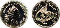 Guernsey 1 Pound Guernsey British dependency 1986 1 Pound - Elizabeth II (3rd portrait) Nickel brass (2500) 9.5g PF KM 46 -