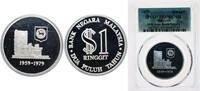 Malaysia 1 Ringgit Malaysia Federal elective constitutional monarchy 1979 1 Ringgit - National Bank Silver (.925) The Franklin Mint (8000) 16.85g P -
