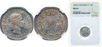Switzerland 10 Rappen Switzerland Federal State 1885 B 10 Rappen Copper-nickel Bern Mint (3000000) 3g NGC MS 64 HMZ 2 1210 Divo/Tob19 314 KM 27 Schön -