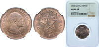 Ghana 1 Penny Ghana 1958 1 Penny Bronze (95.5% Copper, 3% Tin, 1.5% Zinc) Royal Mint (Tower Hill) (60000000) 5.67g NGC MS 64 RB KM 2 -