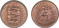 Guernsey 4 Doubles Guernsey British dependency 1956 4 Doubles - Elizabeth II Bronze (494664) 4.82g UNC KM 15 -