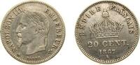 France 20 Centimes France Second Empire 1867 A 20 Centimes - Napoleon III Silver (.835) Paris Mint (5611381) 1g XF F 150 Gad 309 KM 808.1 -