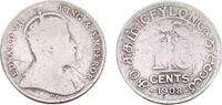 Sri Lanka 10 Cents Ceylon British colony Edward VII 1908 10 Cents 1.1g -