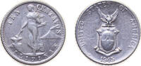 Philippines 10 Centavos Philippines Commonwealth 1945 D 10 Centavos Silver (.750) (Copper .250) Denver Mint (143592000) 2g VF KM 181 Schön 19 -