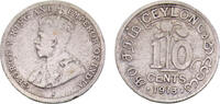 Sri Lanka 10 Cents Ceylon British colony George V 1913 10 Cents 1.1g -