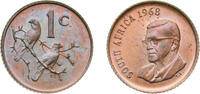 South Africa 1 Cent South Africa Republic 1968 1 Cent (Charles Swart; English Legend - SOUTH AFRICA) Bronze Pretoria Mint 3g PF KM 74.1 -
