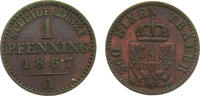Germany 1 Pfenning Germany States Kingdom of Prussia Wilhelm I 1867 A 1 Pfenning 1.5g -