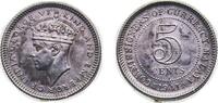 Malaysia 5 Cents Malaysia Malaya British colony 1941 I 5 Cents - George VI Silver (.750) Calcutta Mint 1.4g AU KM 3 Schön 36 -