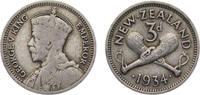 New Zealand 3 Pence 1934 Royal mint New Zealand State George V 1934 3 Pe... 4,40 EUR  plus 12,00 EUR verzending