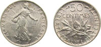 France 50 Centimes France Third Republic 1916 50 Centimes Silver (.835) Paris mint (52962657) 2.5g AU F190 Gad420 KM854 Schön186 -